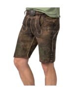 Vintage Walnut Brown lederhosen with Forest Green Embroidery - Image 3