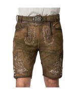Regensburg Forest Brown Suede Lederhosen with Bavarian Embroidery - Image 2