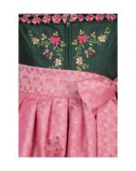 Emerald Green Dirndl with Rose Pink Apron & Floral Embroidery - Image 2