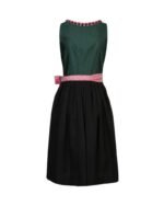 Emerald Green Dirndl with Rose Pink Apron & Floral Embroidery - Image 3