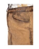 Veronika – Honey Brown Button-Front Leather Skirt in Goat Suede - Image 3