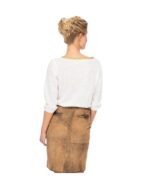 Veronika – Honey Brown Button-Front Leather Skirt in Goat Suede - Image 6