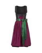Lavender Purple Dirndl with Black Apron & Lace Accents