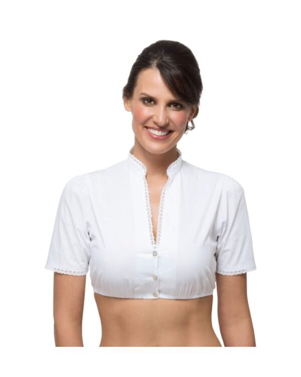 Hannelore – Pure White Button-Front Dirndl Blouse