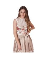 Cream Petal Mini Dirndl Dress with Mocha Apron