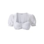 Liora – Frost White Puff-Sleeve Dirndl Blouse for Oktoberfest & Bavarian Outfits