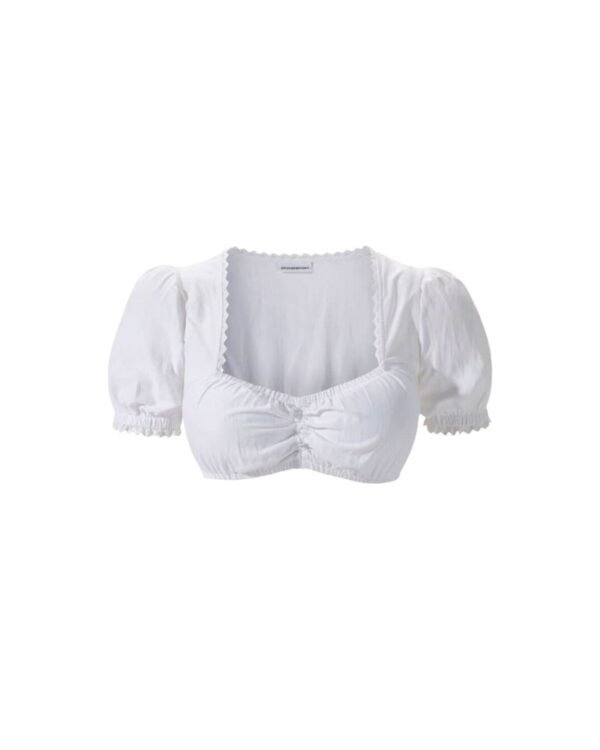 Liora – Frost White Puff-Sleeve Dirndl Blouse for Oktoberfest & Bavarian Outfits