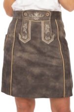 Vintage Chestnut Lederhosen Skirt with Embroidered Bavarian Motifs - Image 2