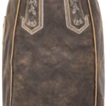 Vintage Chestnut Lederhosen Skirt with Embroidered Bavarian Motifs