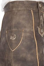 Vintage Chestnut Lederhosen Skirt with Embroidered Bavarian Motifs - Image 4