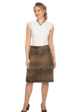 Helene – Mocha Suede Leather Trachten Skirt - Image 4