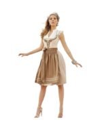 Beige Dirndl with Brown Apron and Deer Embroidery