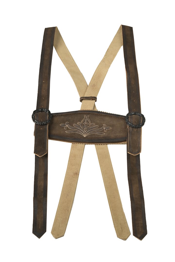 brown-lederhosen-luxe-suspenders.jpg Heinrich – Rustic Brown Alpine Leather Suspenders - Image 1