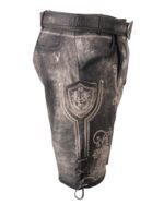 side view Charcoal Grey Embroidered Lederhosen